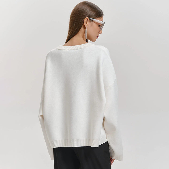 Damen Oversized Pullover mit Herzmuster Drune
