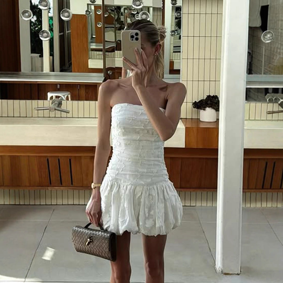 Damen kurzer, eleganter Rüschentop Drune