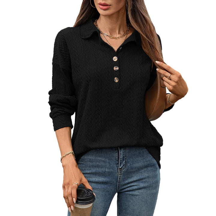 Damen Langarmshirt mit strukturiertem Knopfdesign Drune