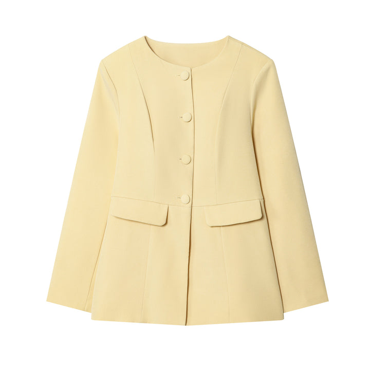 Damen elegante Blazerjacke mit vertieften Taschen und feinen Knopfdetails Drune