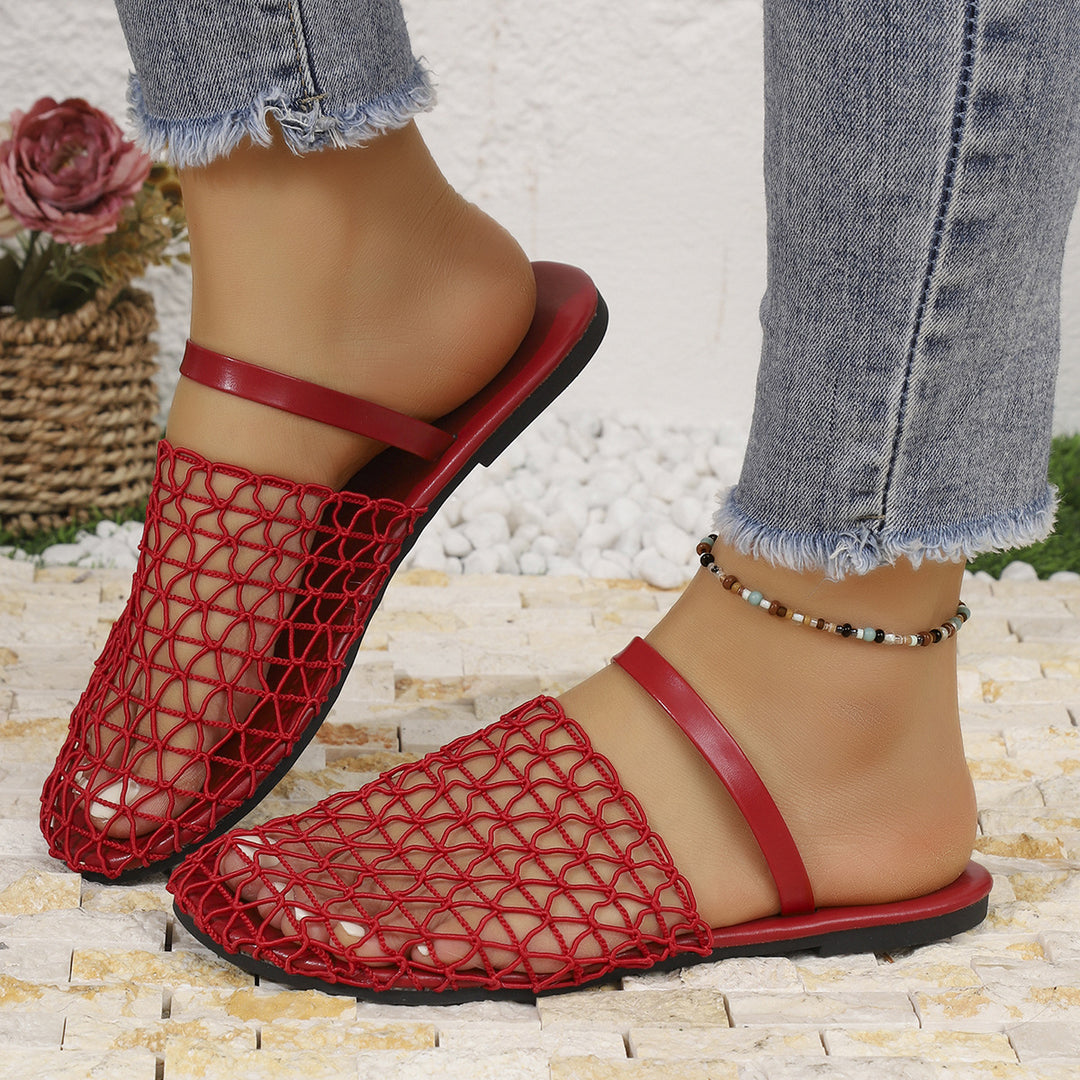 Damen  gewebte Netz-Mules mit Slip-On-Funktion, offener Ferse und flexiblem Leichtsohlen-Design Drune