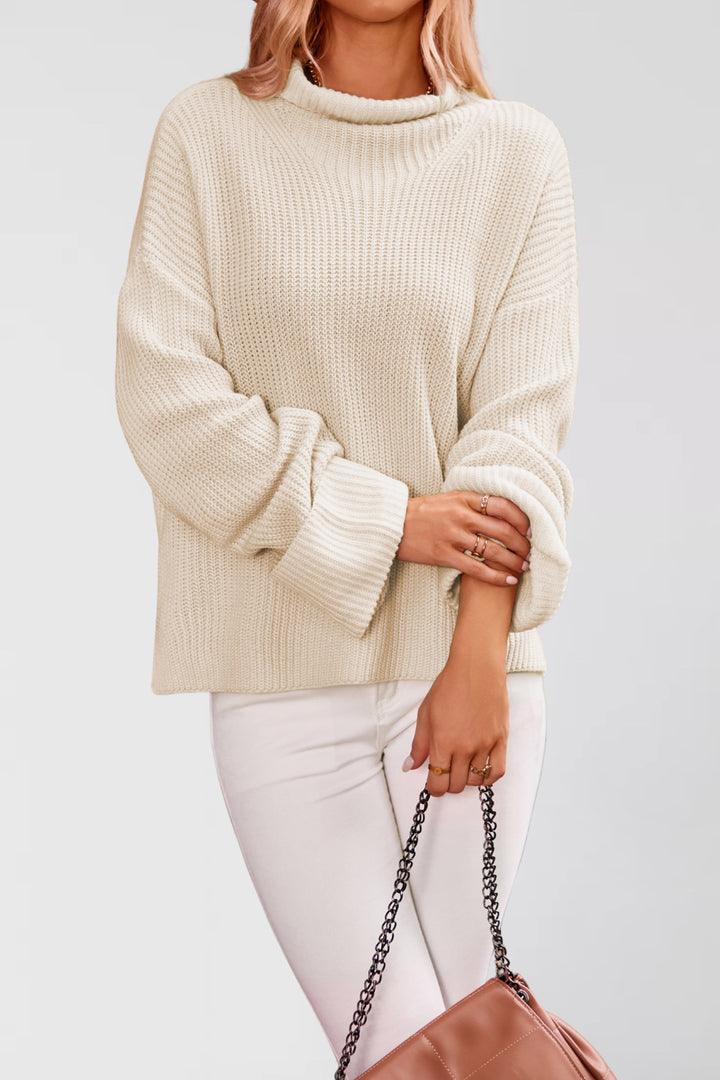 Damen Strickpullover mit hochschließendem Kragen Drune