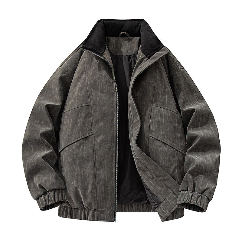 Herren weite funktionale Jacke mit Stehkragen und Reißverschluss Drune