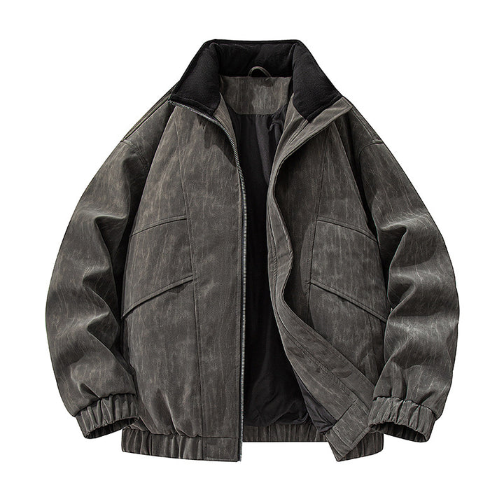 Herren weite funktionale Jacke mit Stehkragen und Reißverschluss Drune