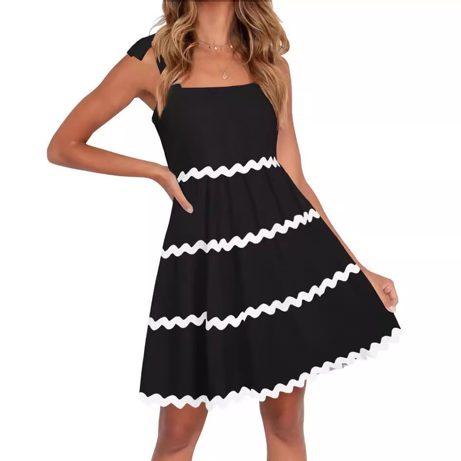 Damen luftiges Stufenkleid mit schulterfreien Trägern Drune
