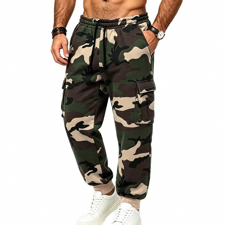 Herren Cargohose im Jogger-Stil mit elastischem Bund, Kordelzug und Mehrfachtaschen Drune