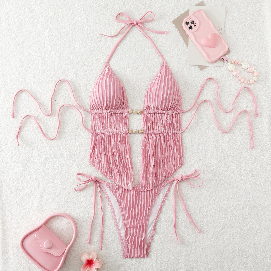 Damen Hochwertiger Ripp-Bikini mit verstellbaren Trägern Drune