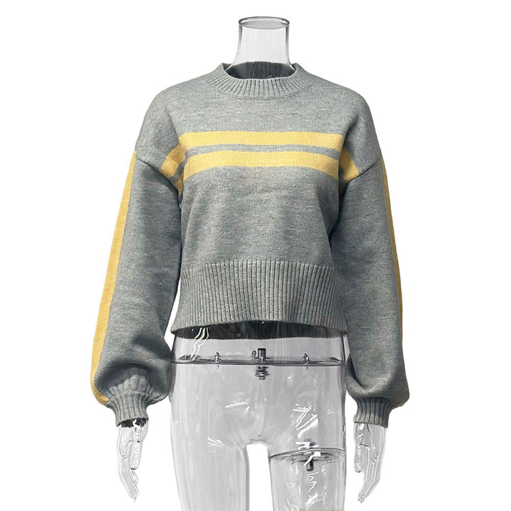 Damen lässiger Sweater mit Streifenmuster und weitem Schnitt Drune