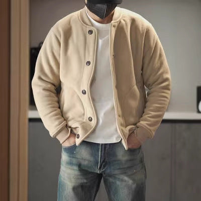 Herren Bequeme Fleecejacke mit Knöpfen Drune