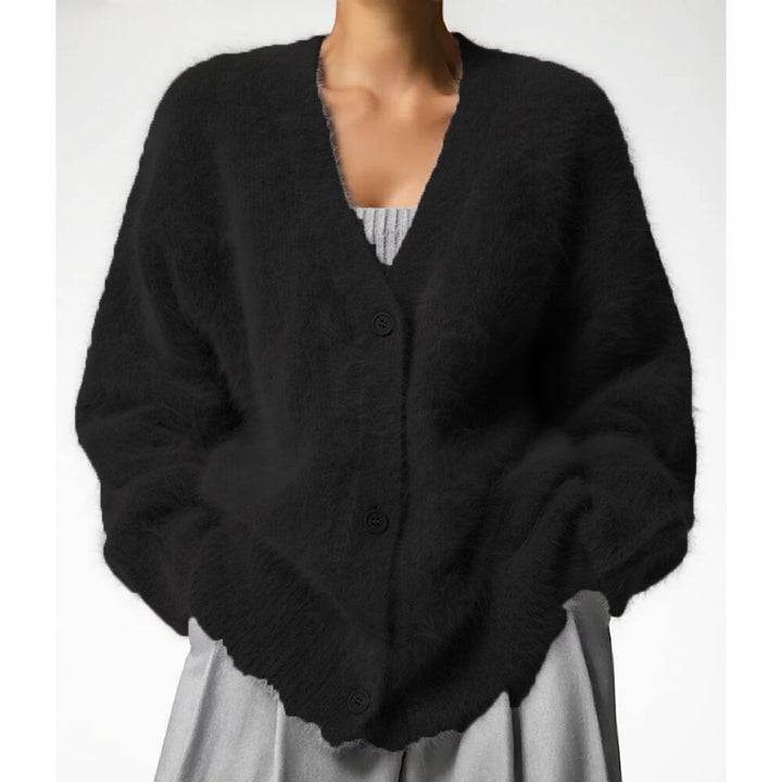 Damen Kuscheliger Cardigan mit tiefem V-Ausschnitt und oversized Schnitt Drune
