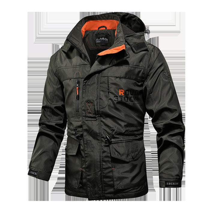 Herren Utility-Fieldparka mit Kapuze, Multifunktions-Taschen und Taillenzug Drune