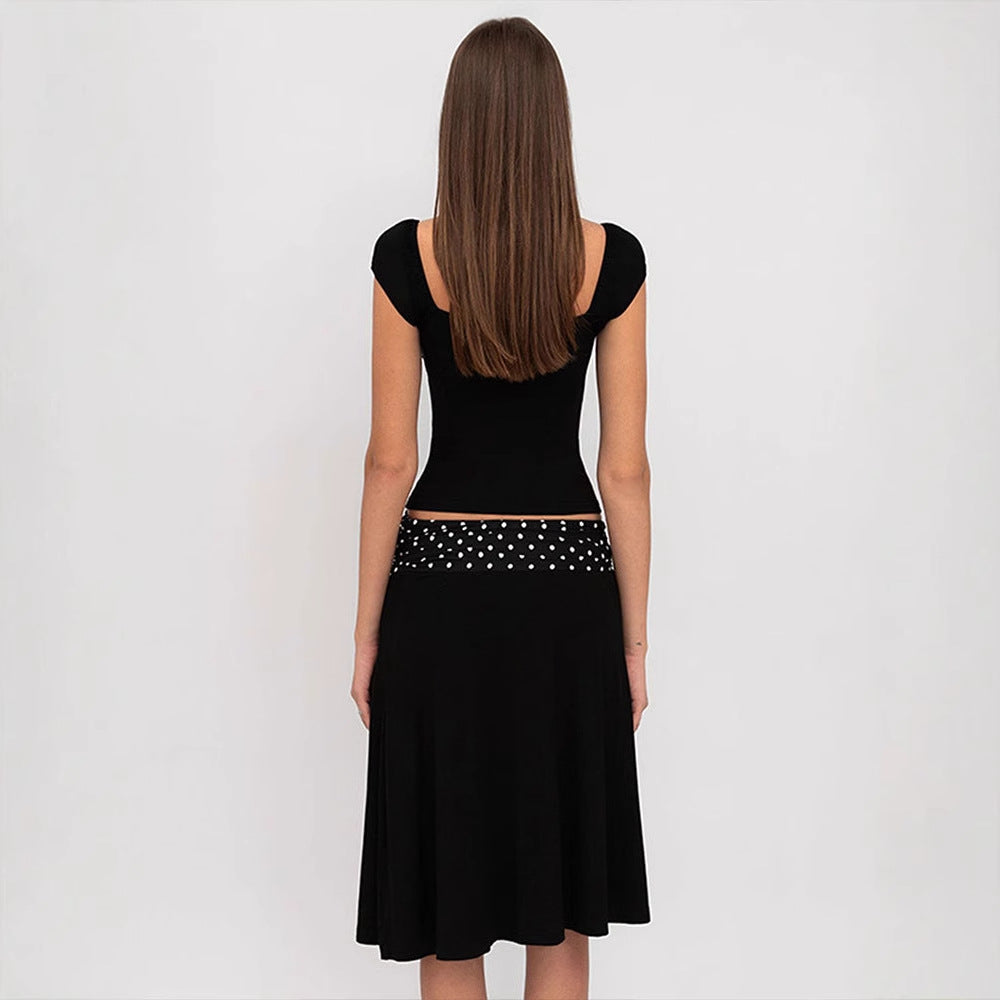 Damen Wickelkleid mit Spaghetti-Trägern und modischem Punktemuster Drune