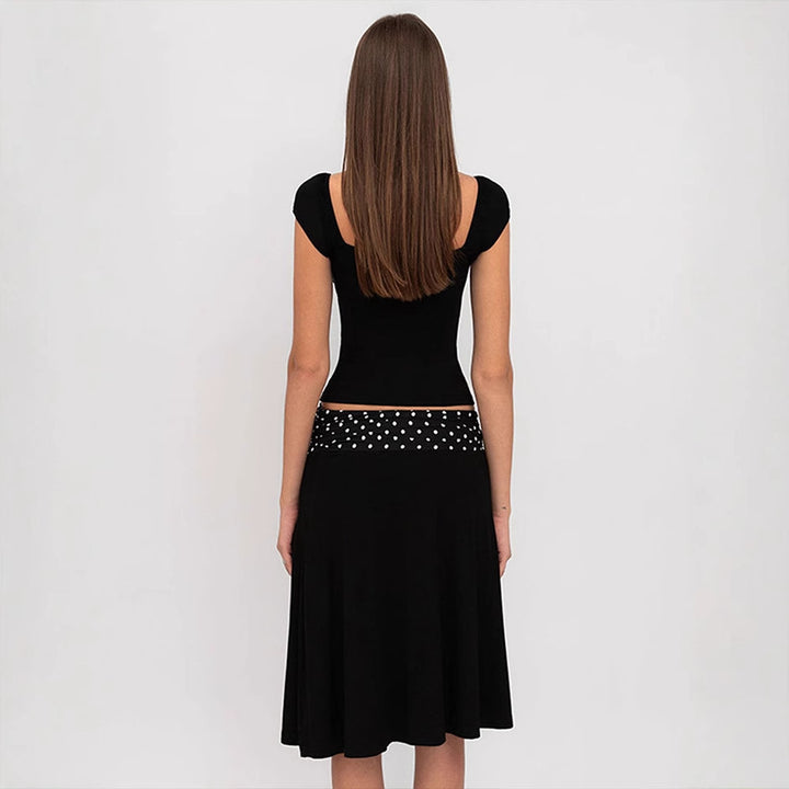 Damen Wickelkleid mit Spaghetti-Trägern und modischem Punktemuster Drune