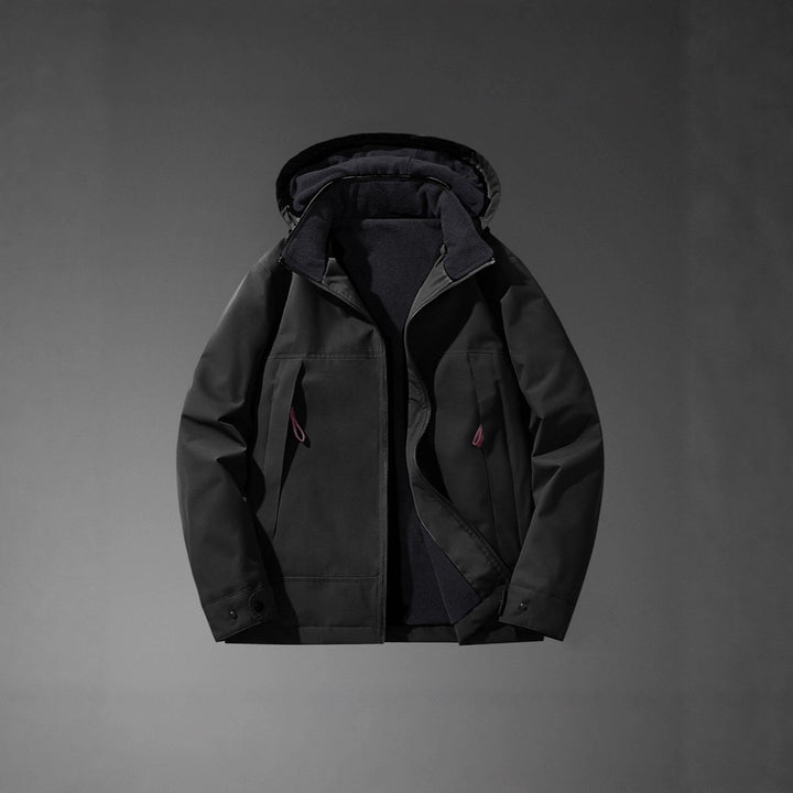 Herren Softshell-Übergangsjacke mit wärmendem Fleece-Innenfutter und Kapuze Drune