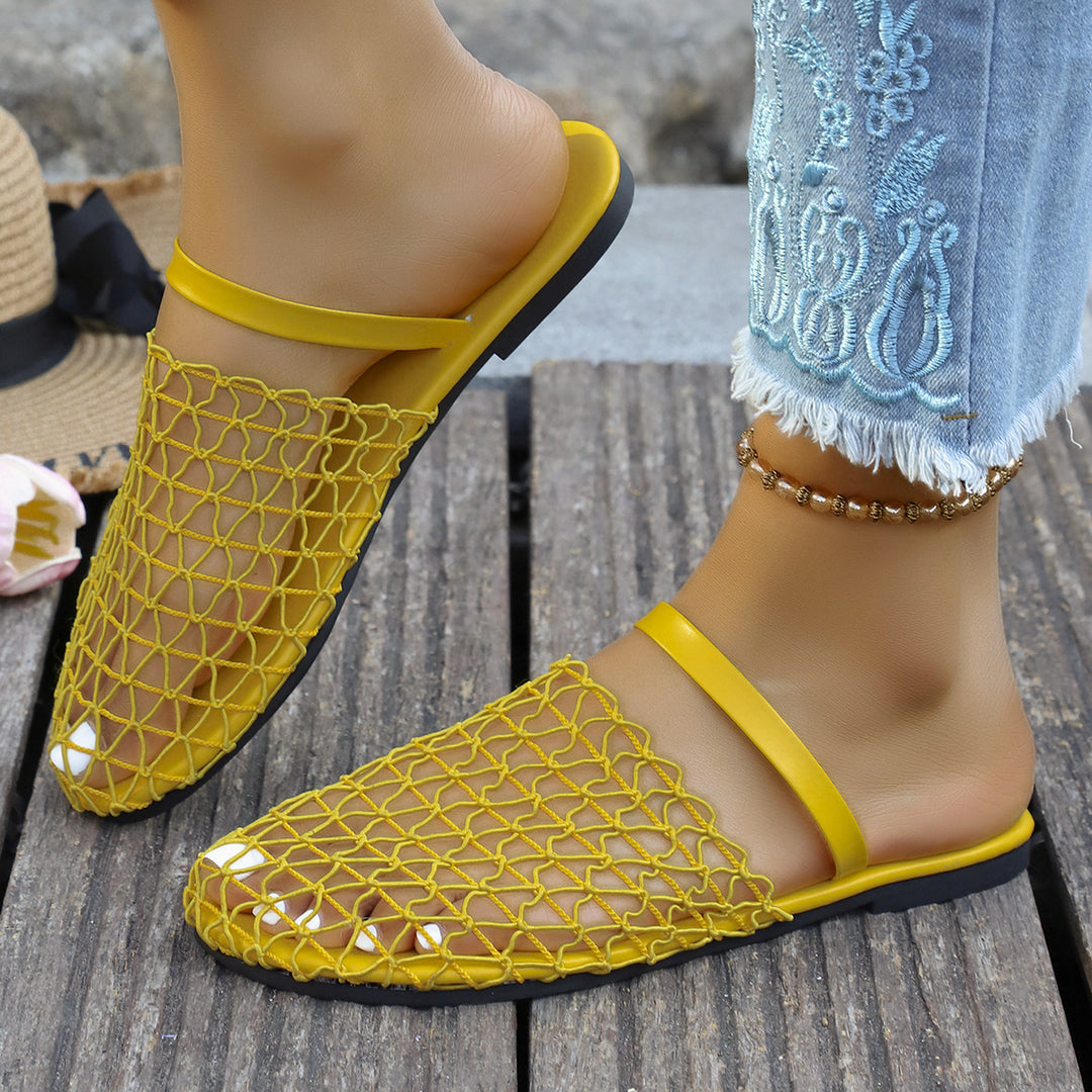 Damen  gewebte Netz-Mules mit Slip-On-Funktion, offener Ferse und flexiblem Leichtsohlen-Design Drune