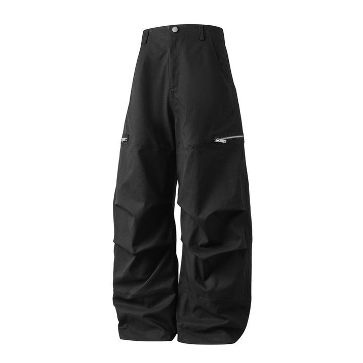 Unisex Ultraweite hochgeschnittene Ballon-Cargo-Hose mit seitlichen Reißverschlusstaschen Drune