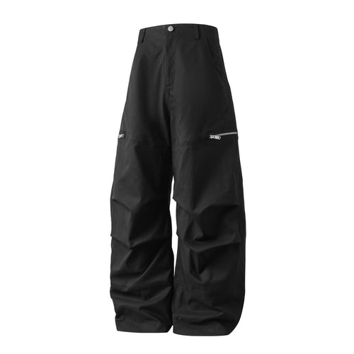 Unisex Ultraweite hochgeschnittene Ballon-Cargo-Hose mit seitlichen Reißverschlusstaschen Drune