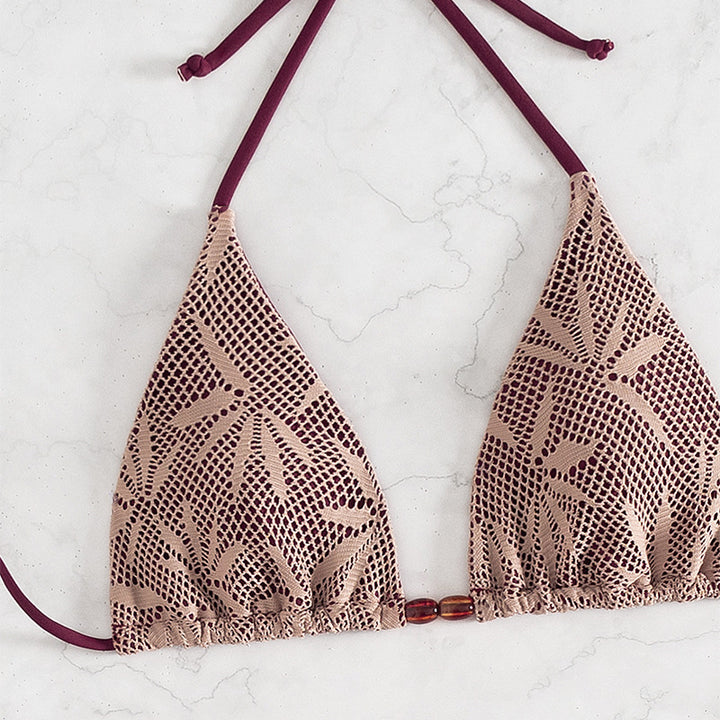 Damen Bikini-Set mit verspieltem Netzdesign und verstellbaren Bindebändern Drune