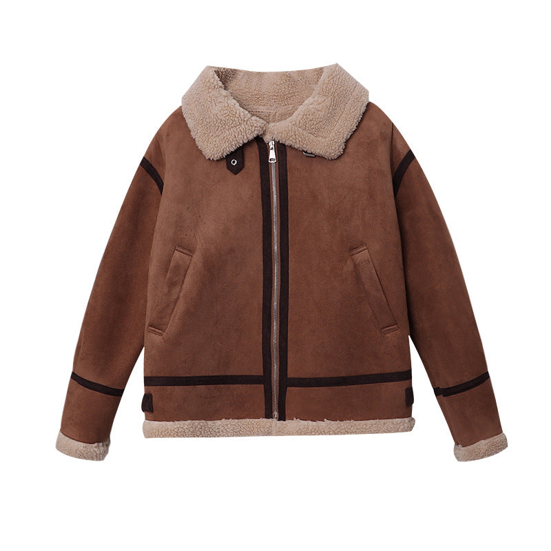 Damen modische Teddyjacke mit kontrastierenden Details Drune