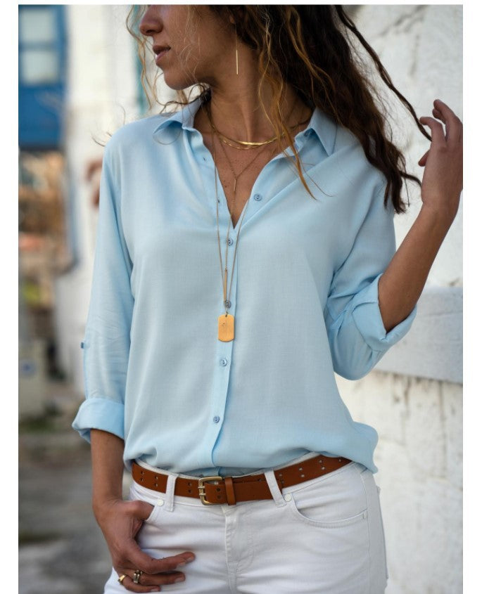 Damen Lockere Bluse mit modernem Schnitt und bedeutenden Knopfdetails Drune