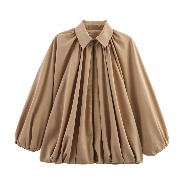 Damen Modische Bluse mit Volants und Reißverschluss Drune