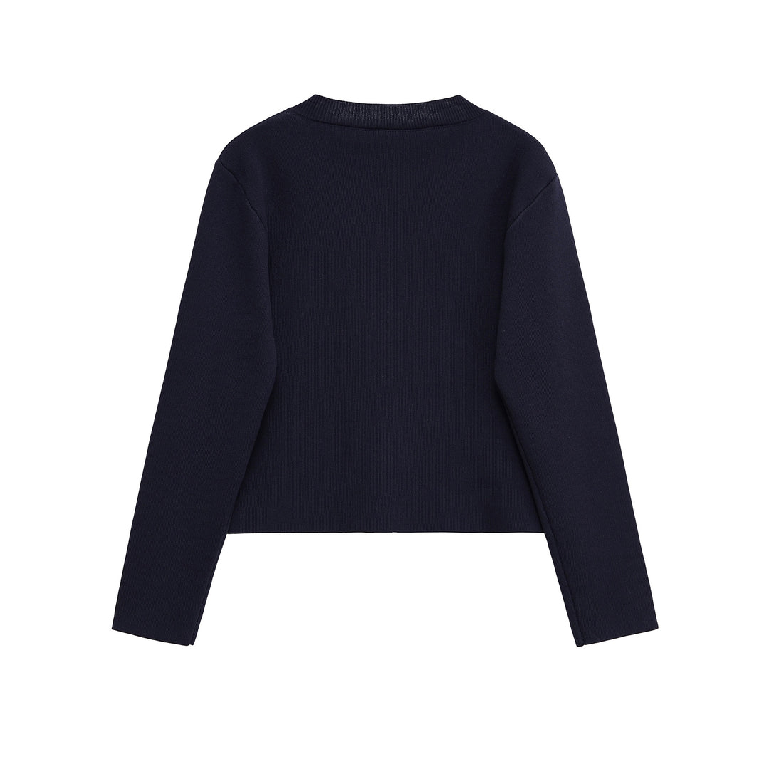 Damen elegante Strickjacke mit dekorativem Knopf Drune
