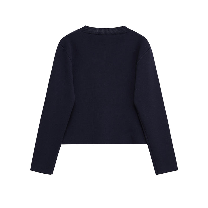 Damen elegante Strickjacke mit dekorativem Knopf Drune