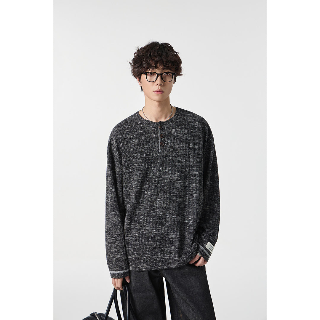 Unisex Thermo-Waffelstrick-Henleyshirt mit Knopfleiste und Rippstruktur Drune