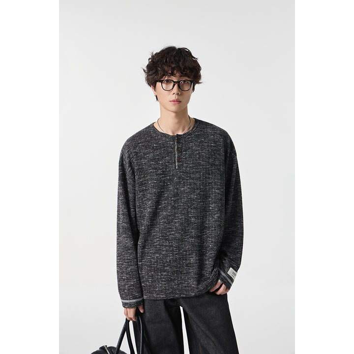 Unisex Thermo-Waffelstrick-Henleyshirt mit Knopfleiste und Rippstruktur Drune