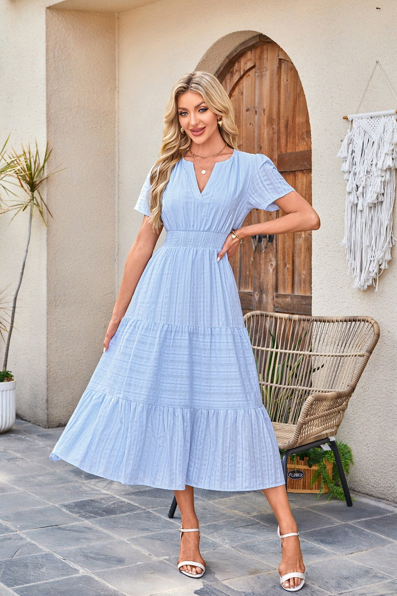 Damen Maxi-Kleid aus leichtem, gestreiftem Stoff Drune