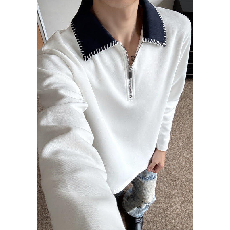 Herren Lässiger Pullover mit Reißverschluss Drune