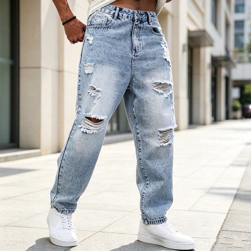 Herren Zerrissene Baggy-Jeans Drune
