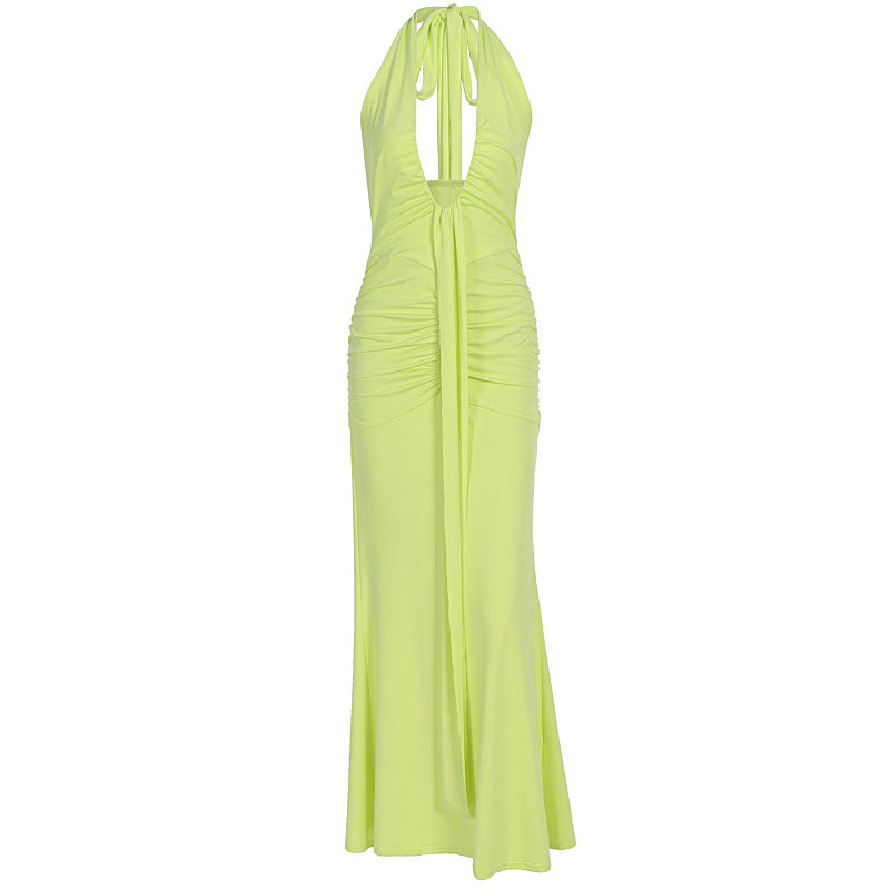 Damen Elegantes Kleid mit tiefem V-Ausschnitt und figurbetontem Schnitt Drune