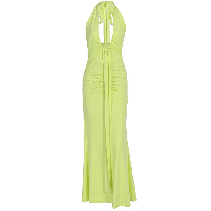 Damen Elegantes Kleid mit tiefem V-Ausschnitt und figurbetontem Schnitt Drune