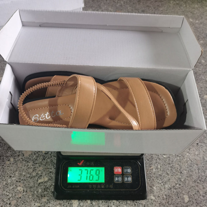 Damen Metallic Riemchen-Sandalen mit elastischem Rückenteil Drune