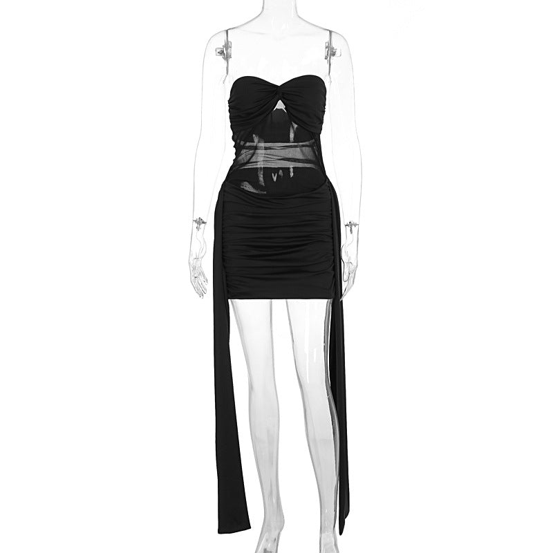 Damen Bodycon Minikleid mit innovativem Wickeldesign und herausnehmbaren Trägern Drune