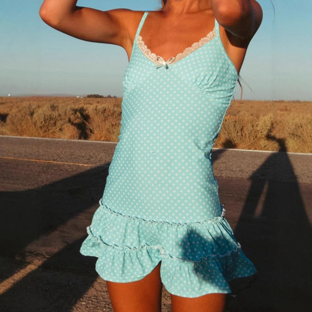 Damen Sommerkleid mit Rüschen und feinem Streifenmuster Drune
