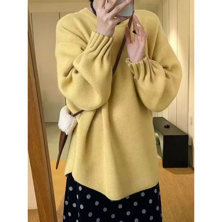 Damen lässiger Pullover mit strukturiertem Ärmel-Wickeldesign Drune