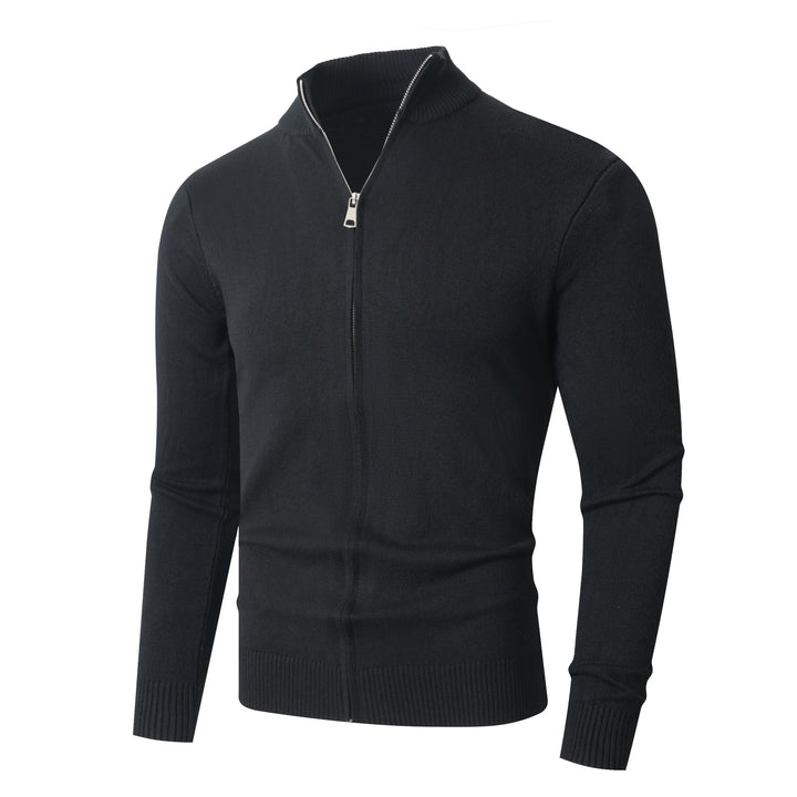 Herren Slim-Fit Feinstrick-Cardigan mit Zweifach-Reißverschluss und Stehkragen Drune