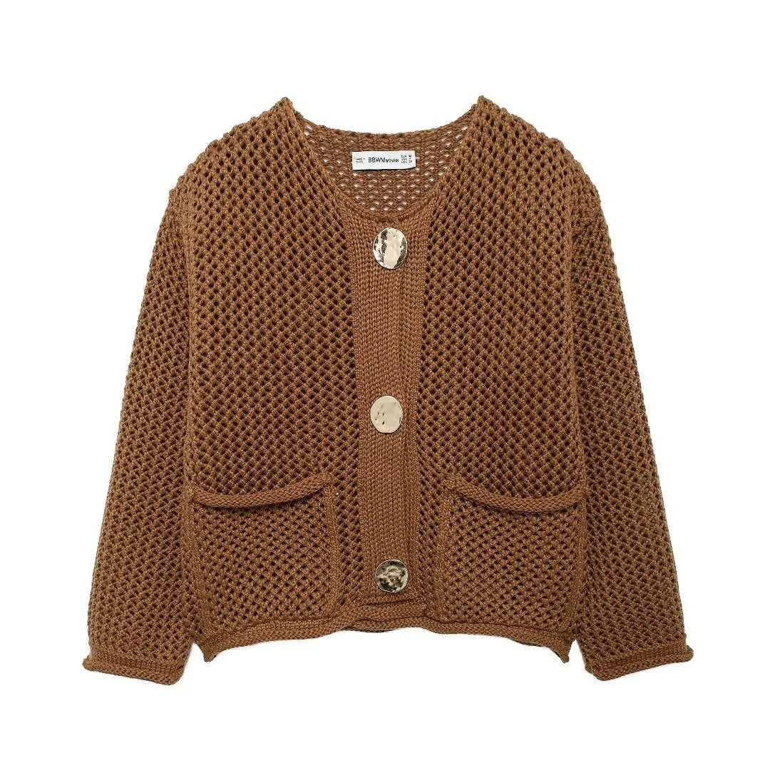 Damen Strickjacke mit dekorativen Knöpfen und praktischen Taschen Drune