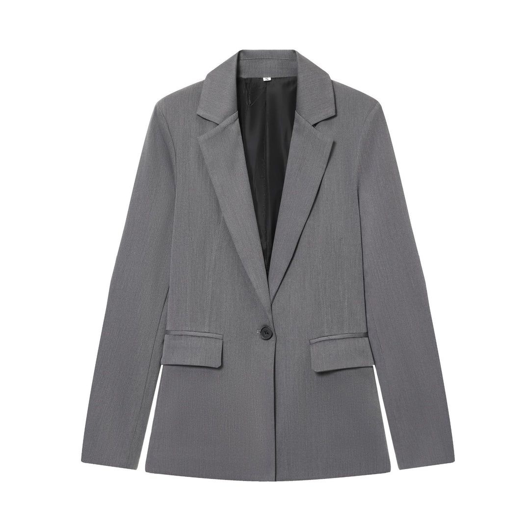 Damen nan schlanker Ein-Knopf Businessblazer mit Pattentaschen und definierter Schulterform Drune