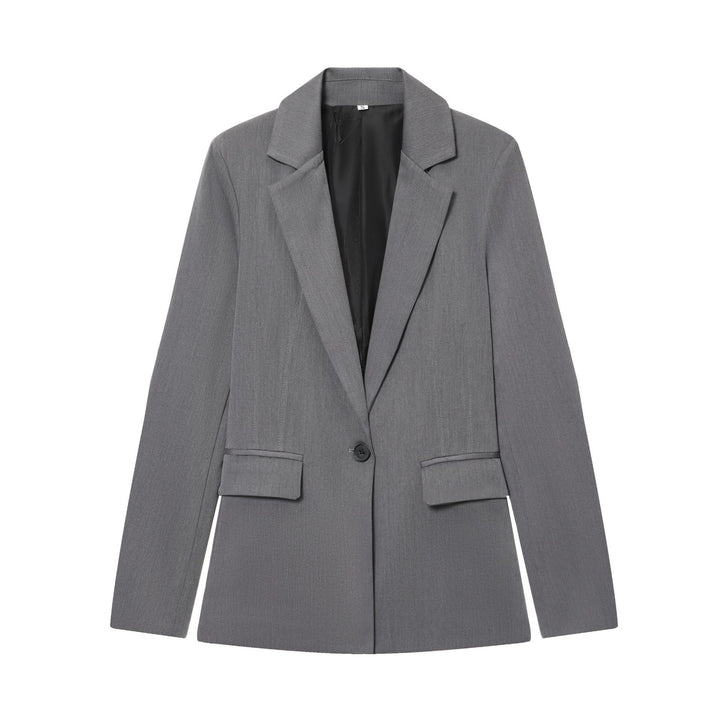 Damen nan schlanker Ein-Knopf Businessblazer mit Pattentaschen und definierter Schulterform Drune