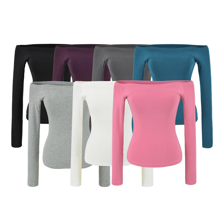 Damen Enganliegendes Off-Shoulder Longsleeve aus Stretch-Jersey Drune
