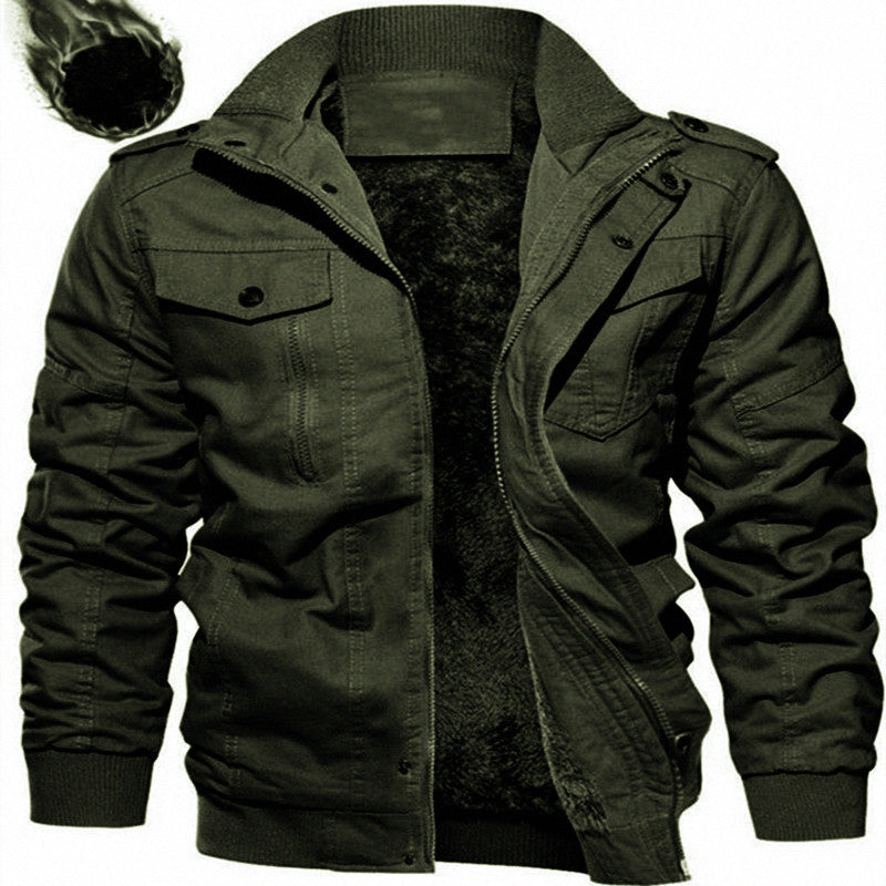 Herren Gefütterte Canvas-Fieldjacke mit Teddyfutter und Schulterklappen Drune