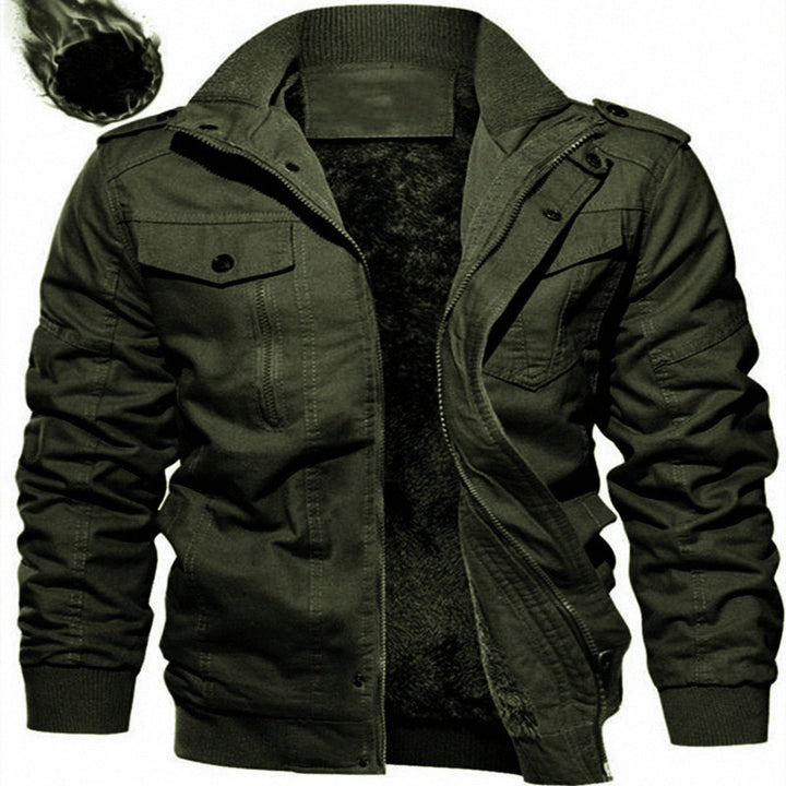 Herren Gefütterte Canvas-Fieldjacke mit Teddyfutter und Schulterklappen Drune