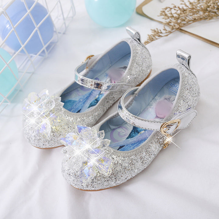 Mädchen Glitzernde Ballerina-Sandalen mit Blumenapplikationen Drune
