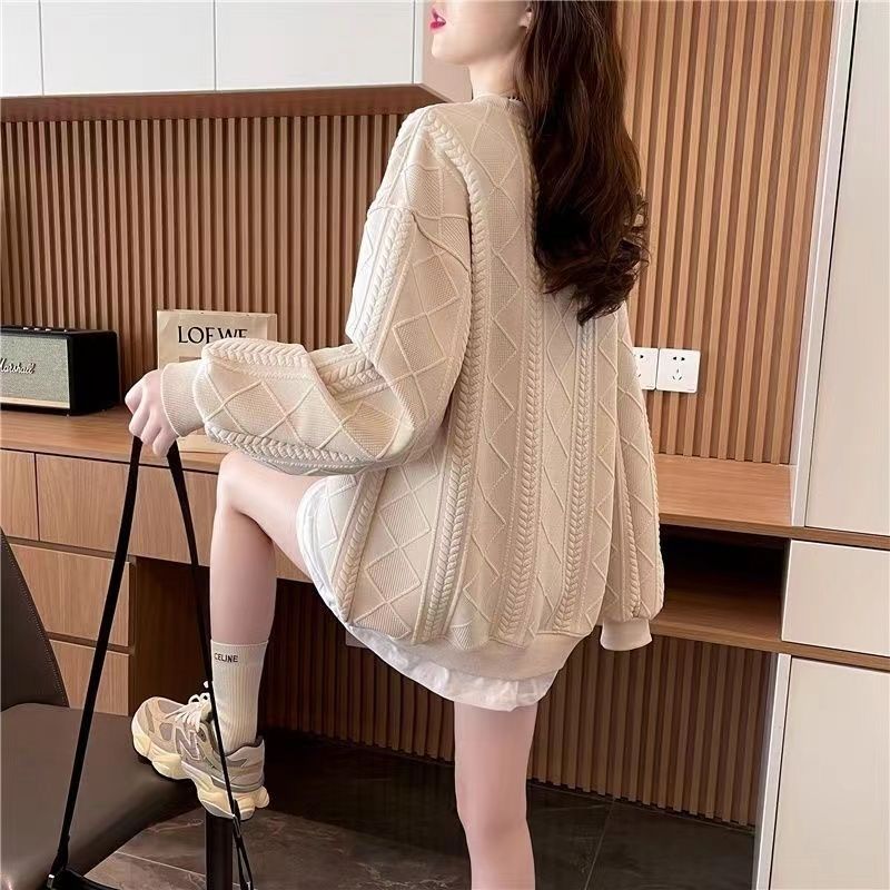 Damen Kuscheliger Strickpullover mit Zopfmuster Drune
