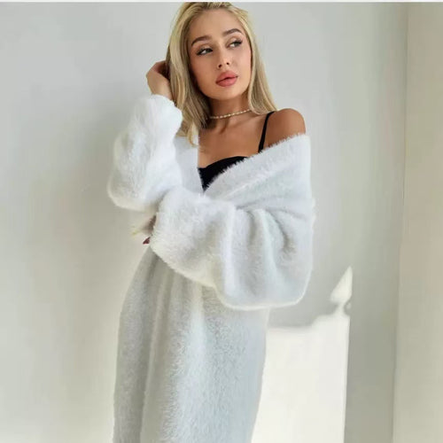 Damen Langer Strickcardigan aus kuscheligem Material mit elegantem Schnitt Drune