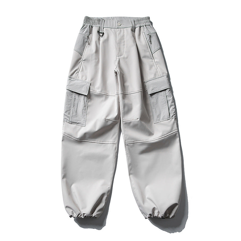 Herren Oversize-Cargohose mit elastischem Tunnelzugbund, Kniepaneelen und elastischen Bündchen Drune