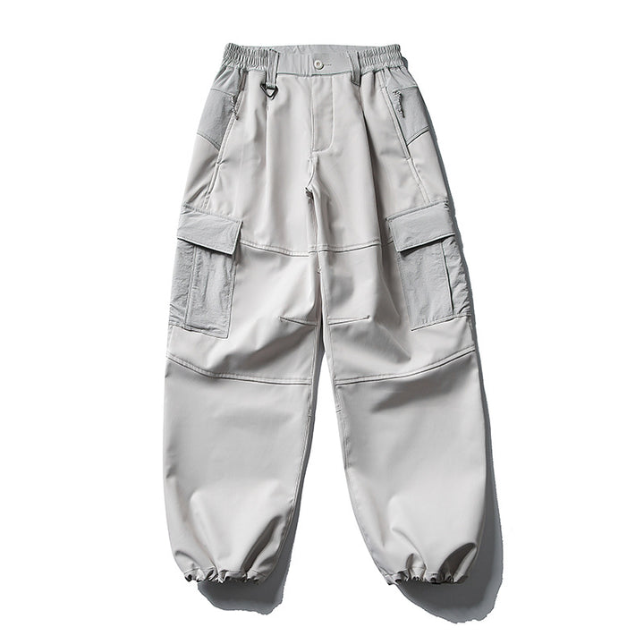 Herren Oversize-Cargohose mit elastischem Tunnelzugbund, Kniepaneelen und elastischen Bündchen Drune